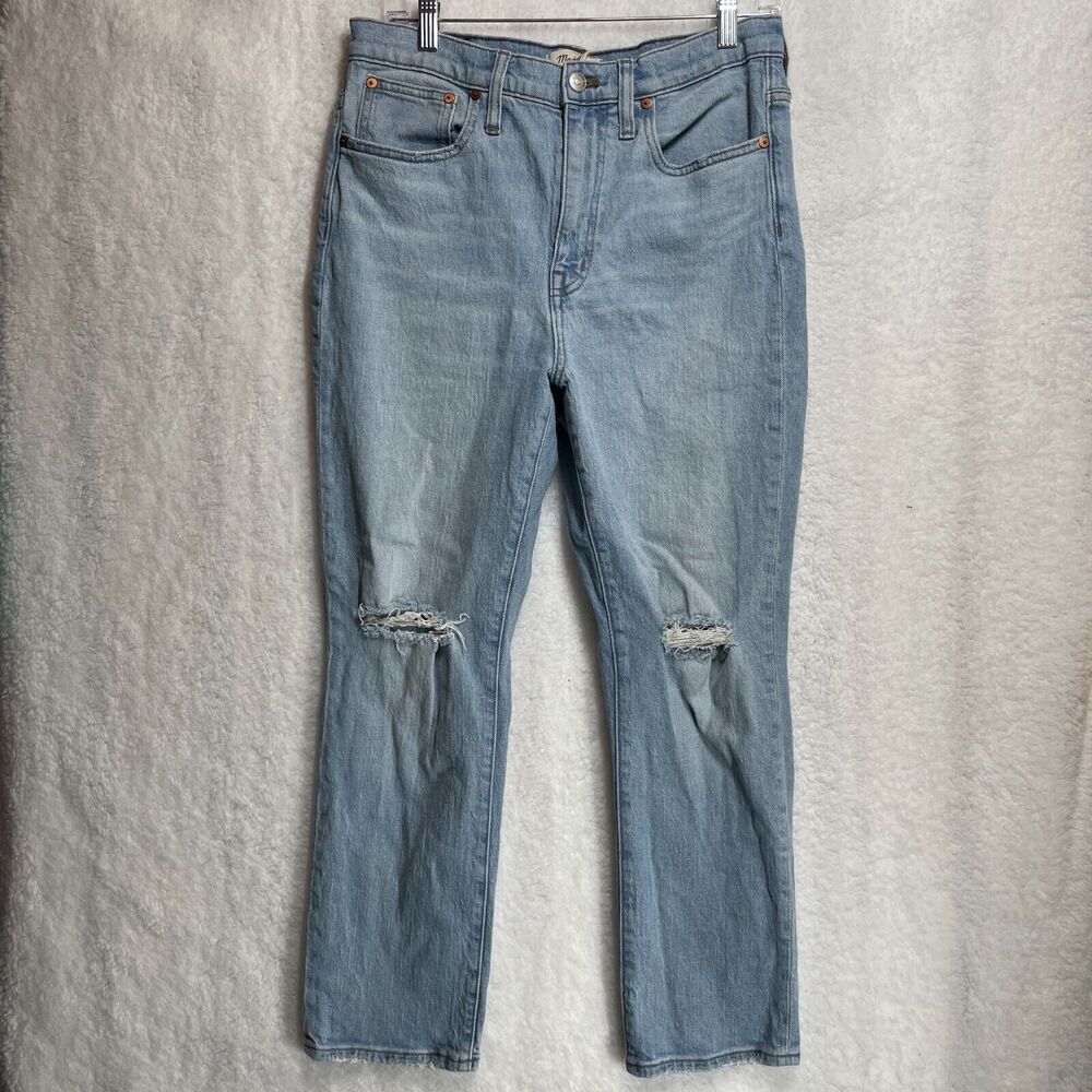 Madewell High Rise Slim Crop Boyjean in Dumas Wash Ripped‎ Edition Size 28
